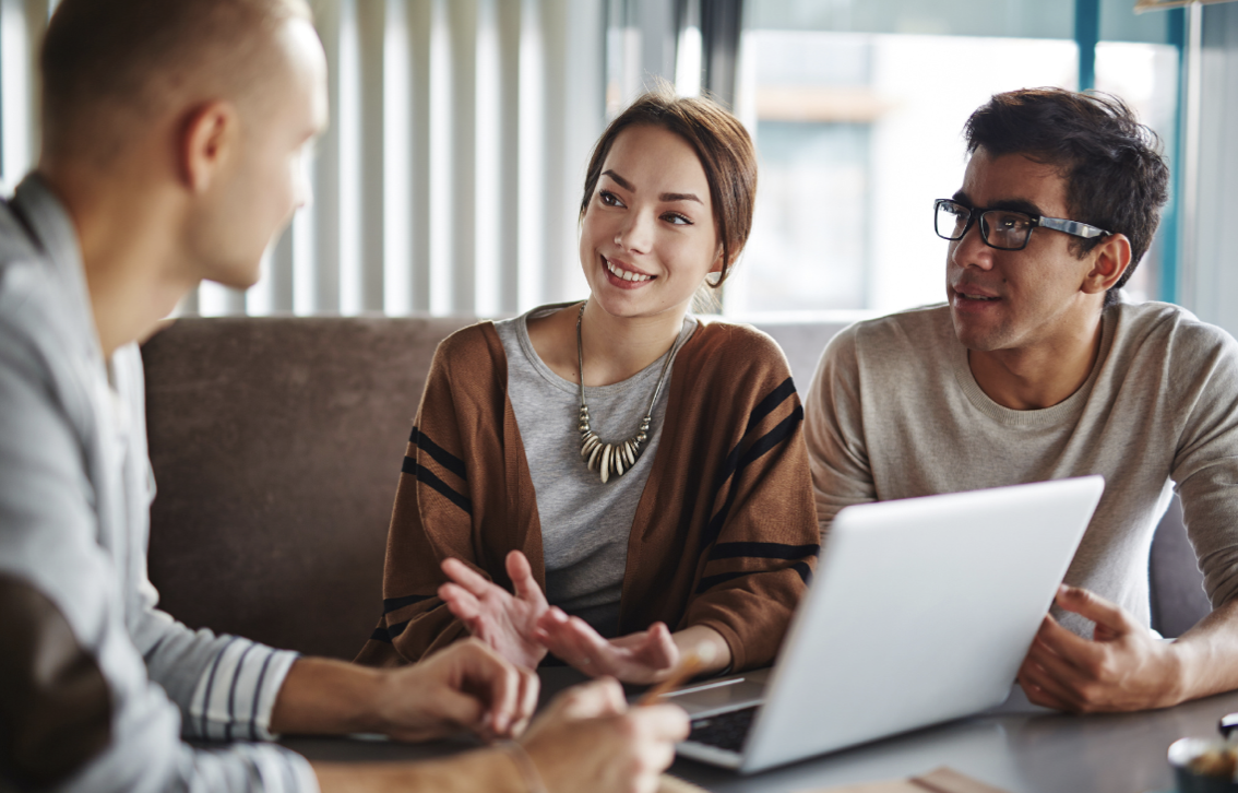 Students working on computer