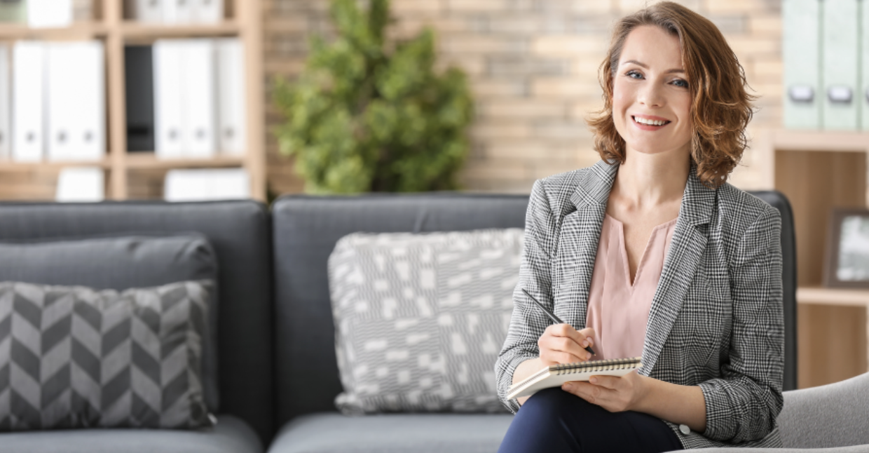 Psychologist sitting in an office. 
