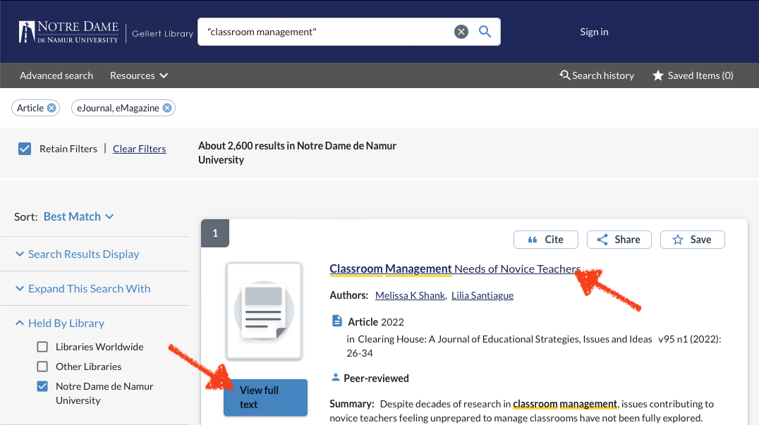 Click the item's title or the blue "view" button